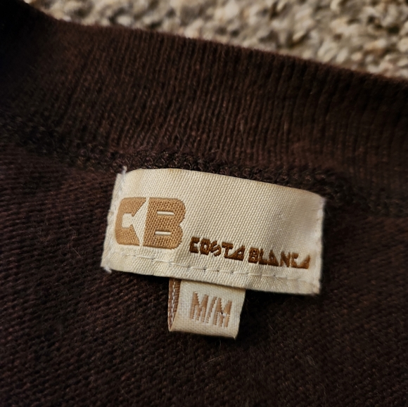 CB Costa Blanca Rabbit Fur Blend V-Neck Cardigan Sweater Brown Medium - Picture 3 of 8